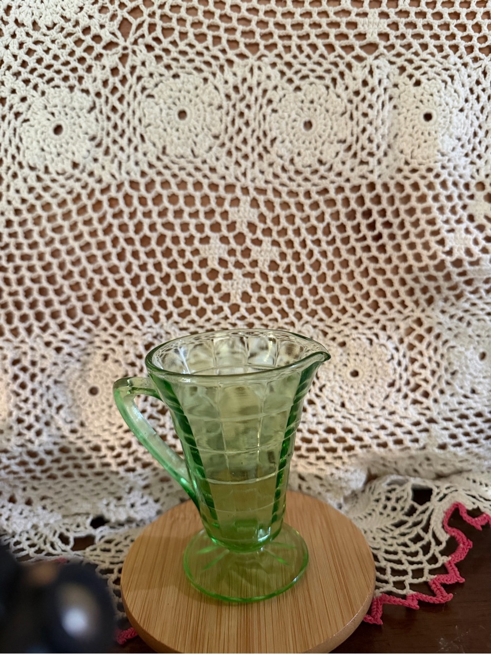 Anchor Hocking Block Optic Green Glass Creamer Pitcher